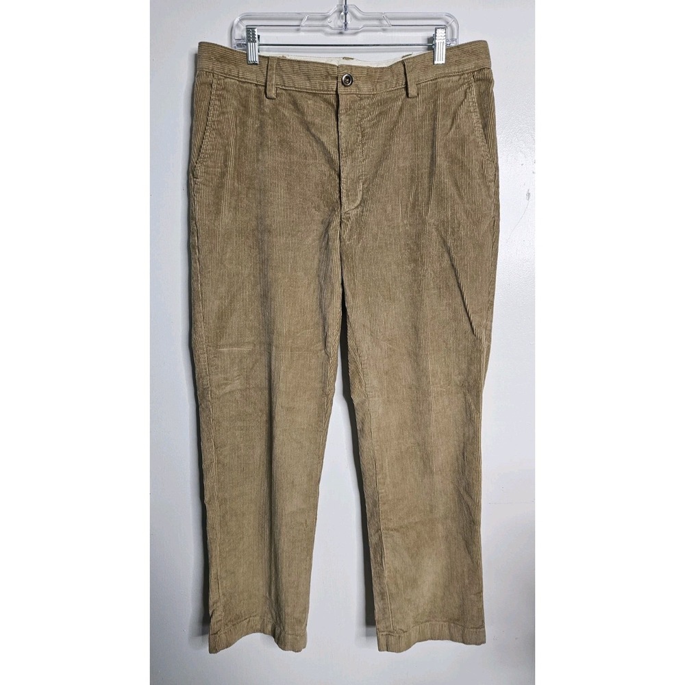 LL Bean Pants Mens 35X30 Brown Corduroy Flat Front Classic Fit Straight Leg